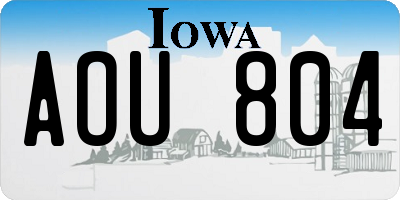 IA license plate AOU804
