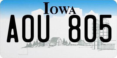 IA license plate AOU805