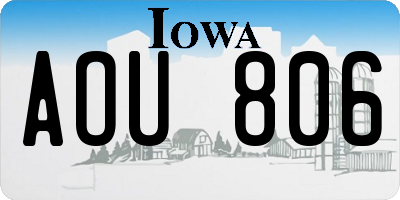 IA license plate AOU806