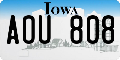 IA license plate AOU808