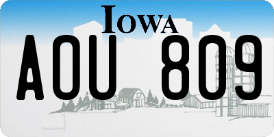 IA license plate AOU809