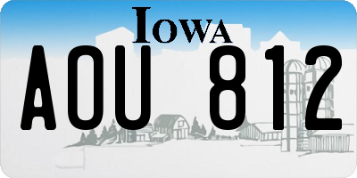 IA license plate AOU812