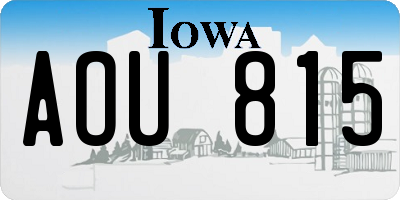 IA license plate AOU815