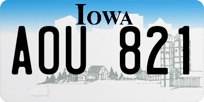IA license plate AOU821