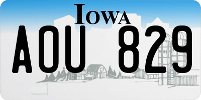 IA license plate AOU829