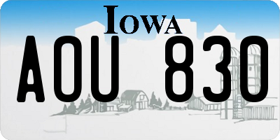 IA license plate AOU830