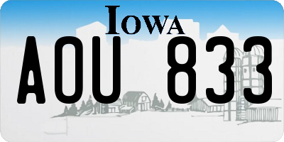 IA license plate AOU833