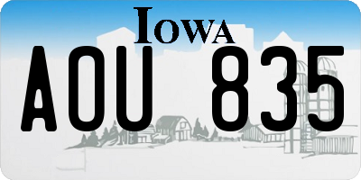 IA license plate AOU835