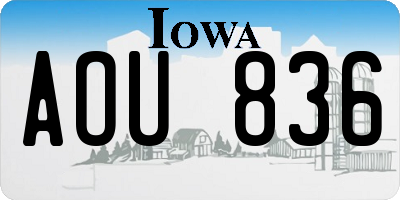 IA license plate AOU836