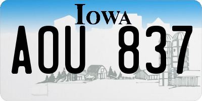 IA license plate AOU837