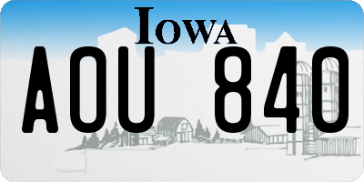 IA license plate AOU840