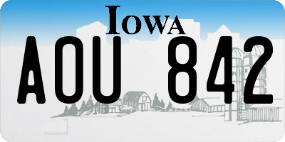 IA license plate AOU842