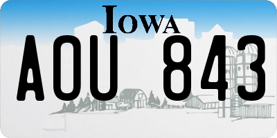 IA license plate AOU843