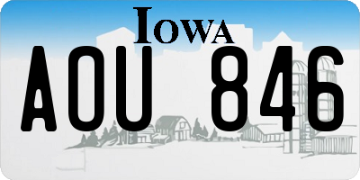 IA license plate AOU846