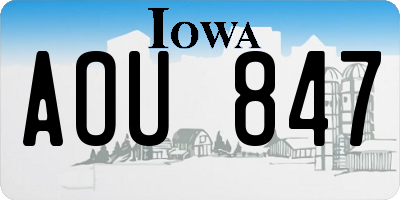 IA license plate AOU847