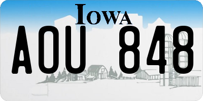 IA license plate AOU848