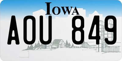 IA license plate AOU849