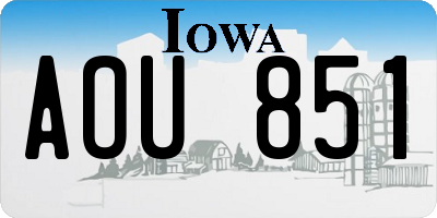 IA license plate AOU851