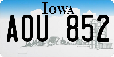 IA license plate AOU852