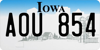 IA license plate AOU854