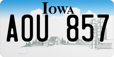 IA license plate AOU857