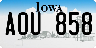 IA license plate AOU858