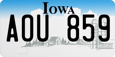 IA license plate AOU859