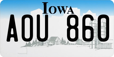 IA license plate AOU860