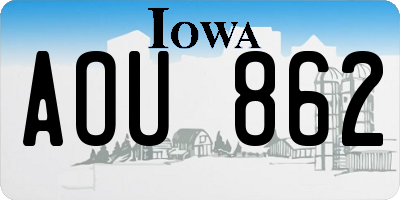 IA license plate AOU862