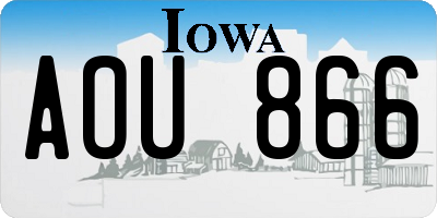 IA license plate AOU866