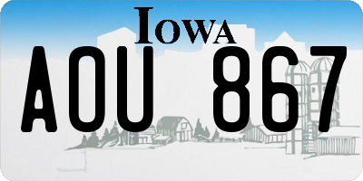 IA license plate AOU867