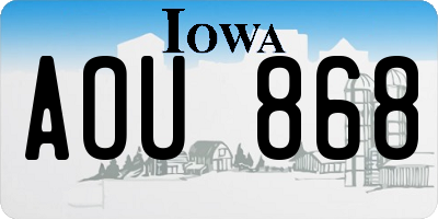 IA license plate AOU868