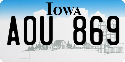 IA license plate AOU869