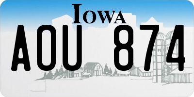 IA license plate AOU874