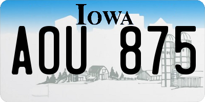 IA license plate AOU875