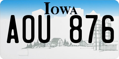 IA license plate AOU876
