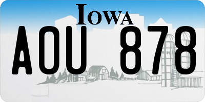 IA license plate AOU878