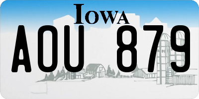 IA license plate AOU879