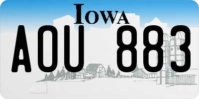 IA license plate AOU883