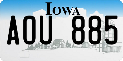 IA license plate AOU885