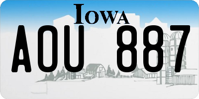 IA license plate AOU887