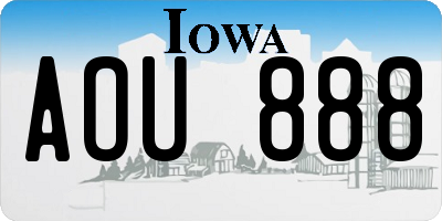 IA license plate AOU888