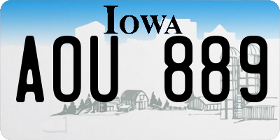IA license plate AOU889