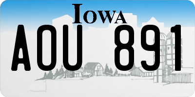 IA license plate AOU891