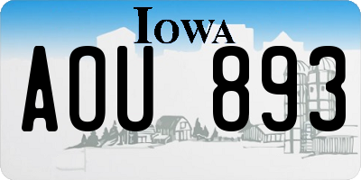IA license plate AOU893