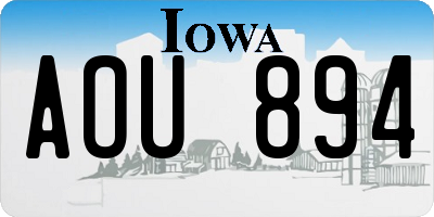 IA license plate AOU894