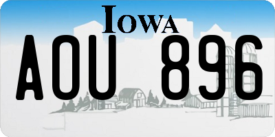 IA license plate AOU896
