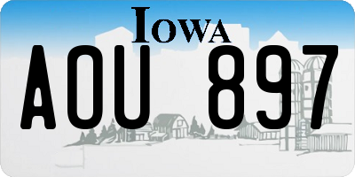 IA license plate AOU897