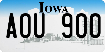 IA license plate AOU900