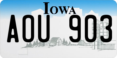 IA license plate AOU903